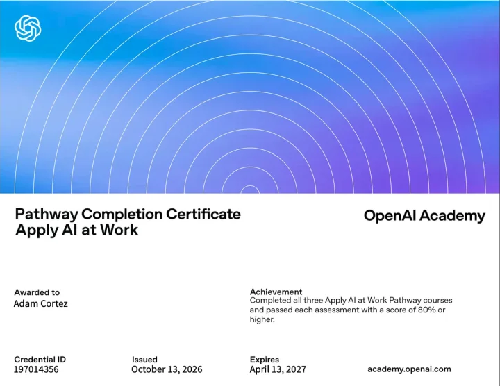 Apply AI at Work — Pathway Certificate &mdash; OpenAI Academy